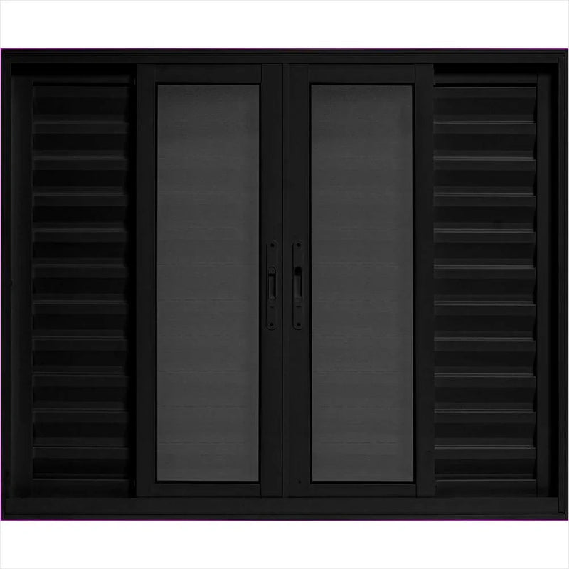 Veneziana Linha Maxx Preta com Tela Mosqueteira 1,00x2,00 6 Folhas sem Grade Esal