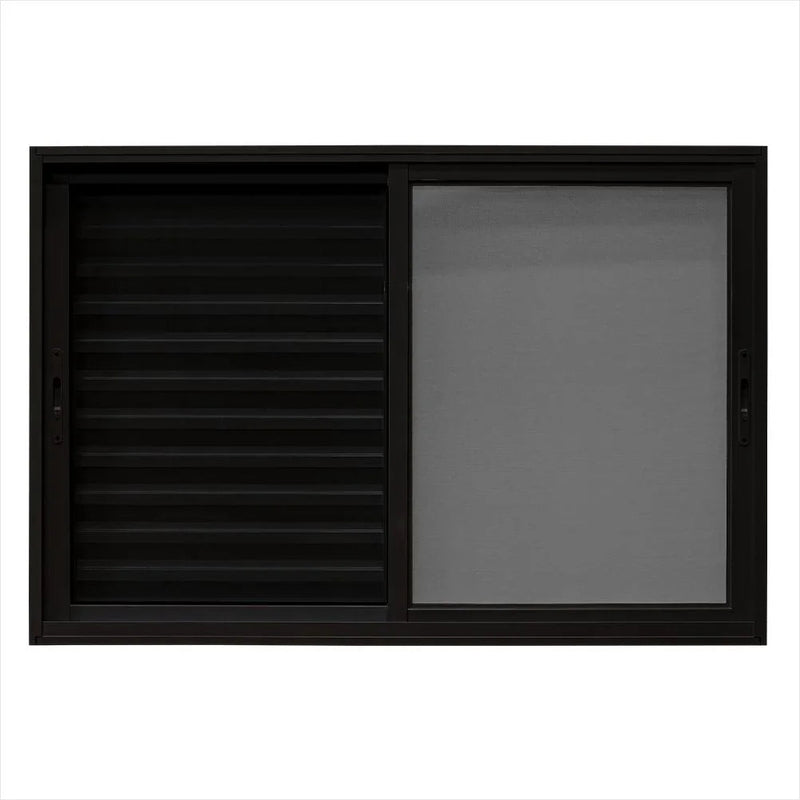 Veneziana Linha Maxx Preta com Tela Mosqueteiro 1,00x1,20 3 Folhas sem Grade Esal