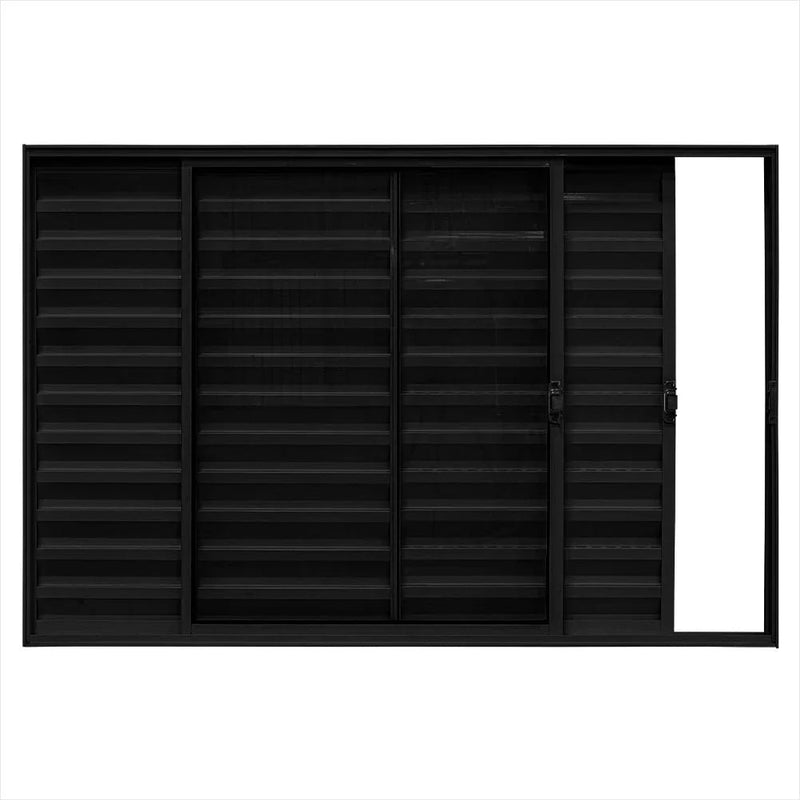 Veneziana Preta 1,00X1,20 3 Folhas sem Grade Esal